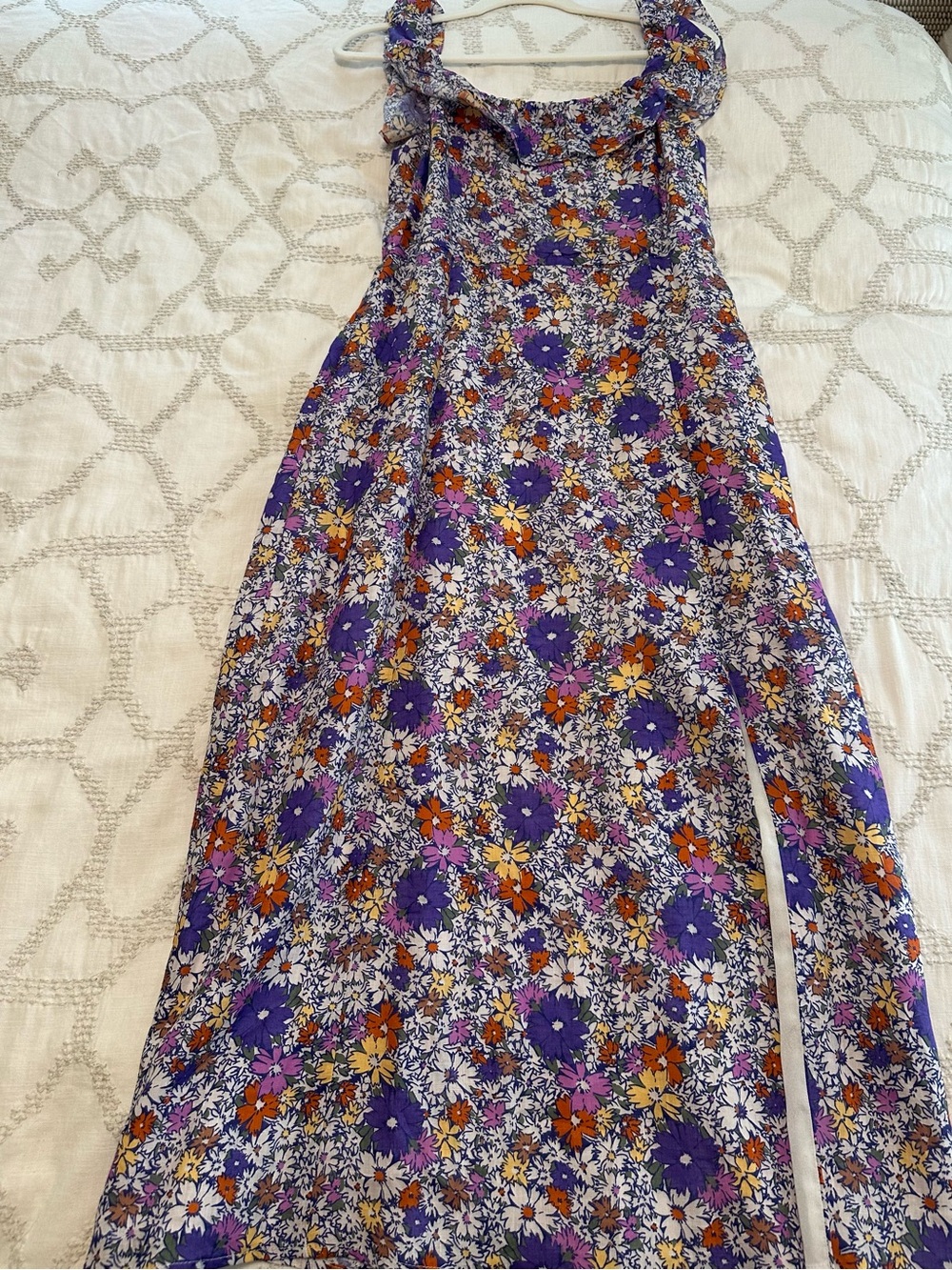 Wayf Purple, Orange & White Floral Dress